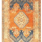 فرش نارنجی طرح گلیم (وینتیج) کد 653-1 درنیکا